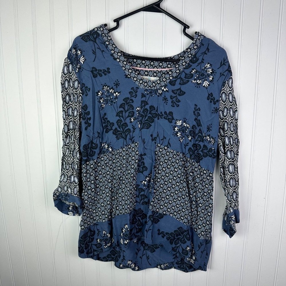 Boden Mollie Top Blue Floral‎ Print Size 12